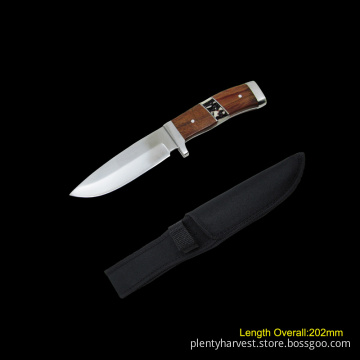 Fixed Blade Knife with Wooden Handle (#3765)
